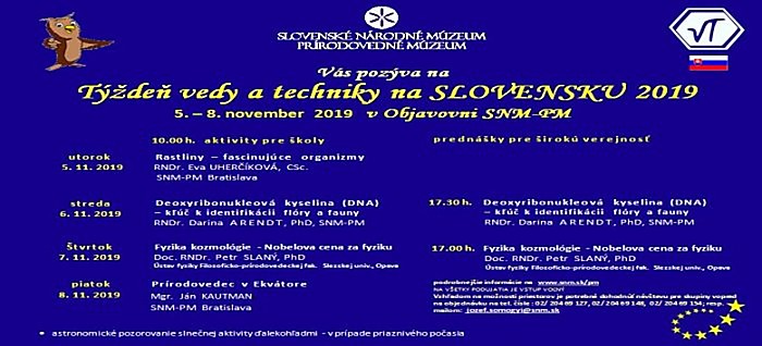 Týždeň vedy a techniky na Slovensku v SNM – PM 2019